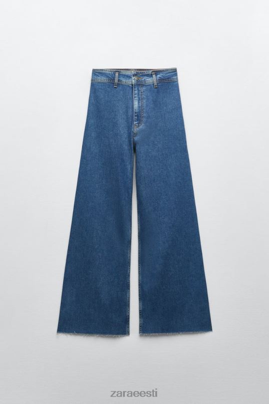 Zara kõrge vöökohaga zw marine sirged teksad naised sinine Riietus 42F0H512