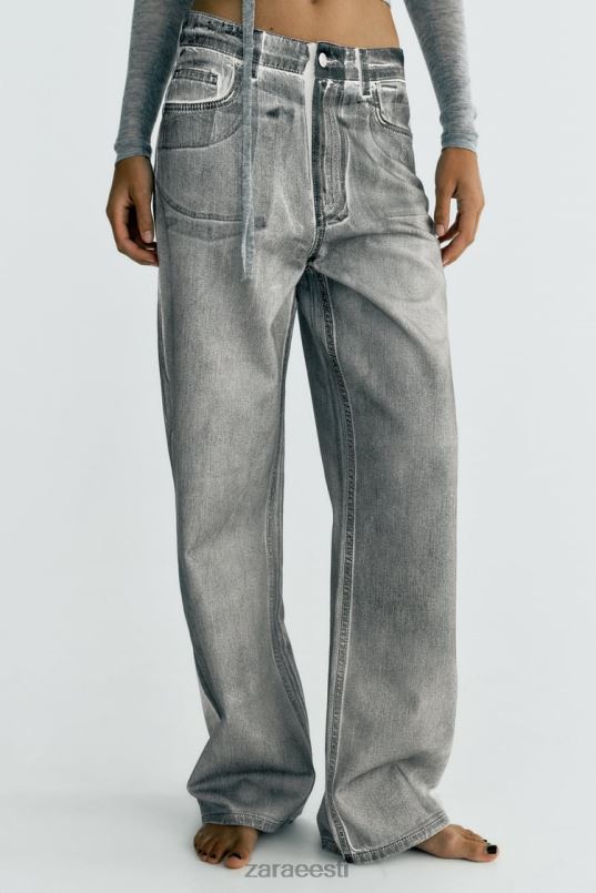 Zara trf metallik kõrged teksad naised must Riietus 42F0H521