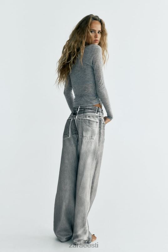 Zara trf metallik kõrged teksad naised must Riietus 42F0H521