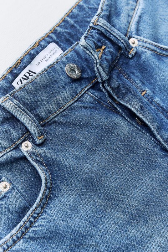 Zara z1975 kõrged laia säärega pikad teksad naised sinine Riietus 42F0H507