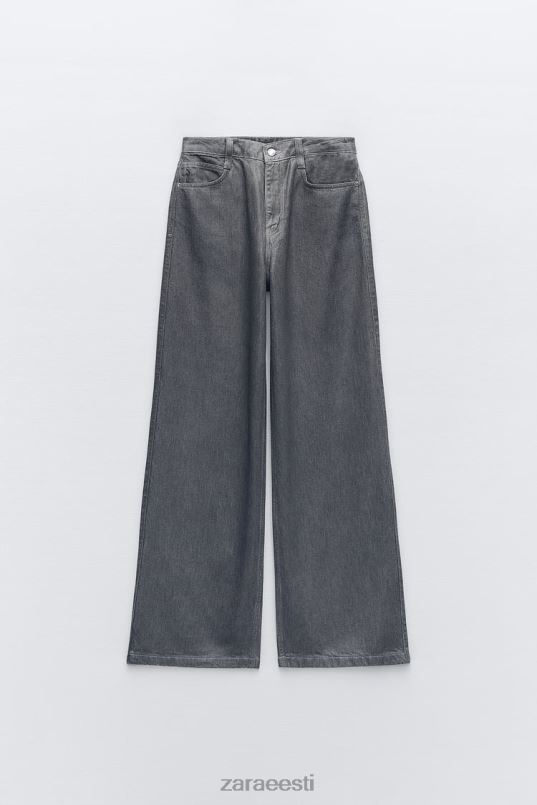 Zara z1975 kõrged sirge lõikega metallikteksad naised hall Riietus 42F0H509