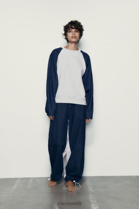 Zara kombineeritud teksast dressipluus naised hall/sinine Riietus 42F0H917