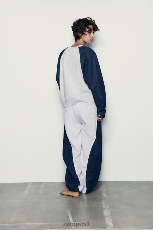 Zara kontrastsed teksapüksid naised hall/sinine Riietus 42F0H918