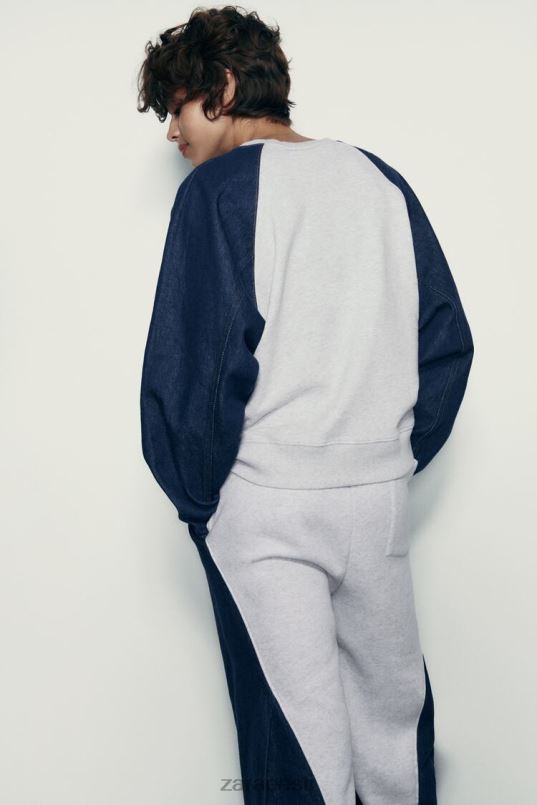 Zara kontrastsed teksapüksid naised hall/sinine Riietus 42F0H918