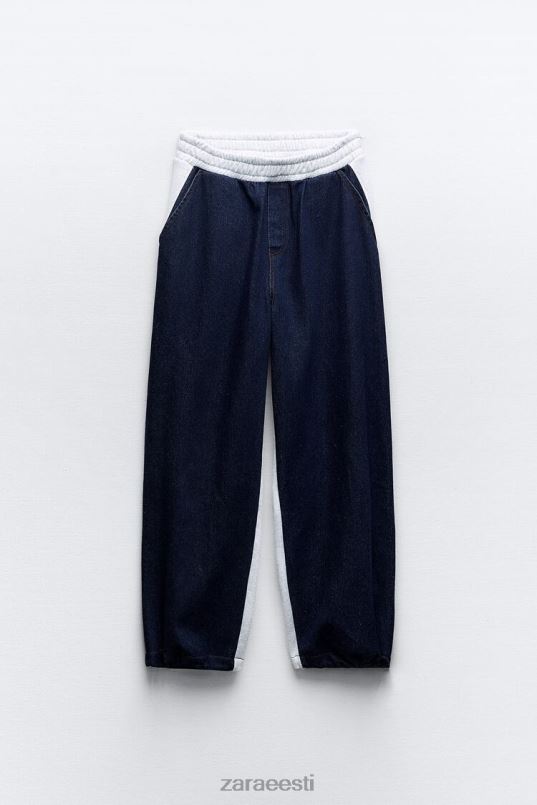 Zara kontrastsed teksapüksid naised hall/sinine Riietus 42F0H918