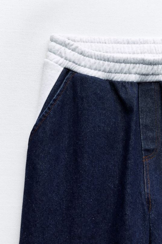 Zara kontrastsed teksapüksid naised hall/sinine Riietus 42F0H918