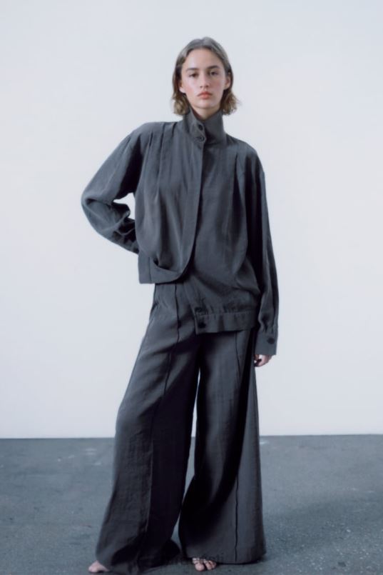 Zara plisseeritud ülesärk naised hall Riietus 42F0H922