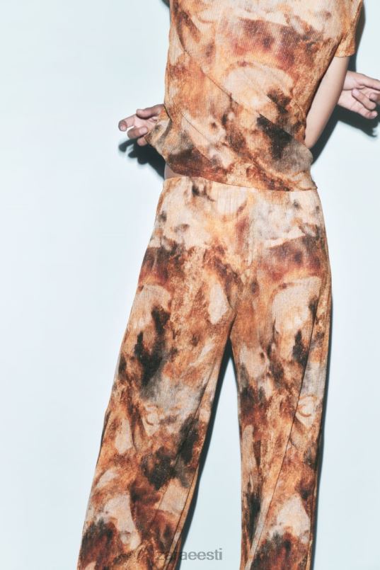 Zara plisseeritud trükipealne naised khaki Riietus 42F0H923