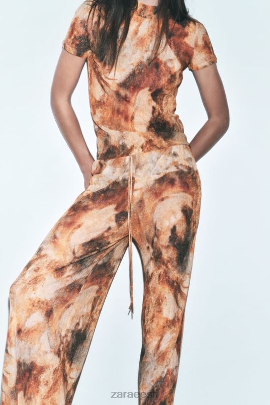 Zara plisseeritud trükipealne naised khaki Riietus 42F0H923