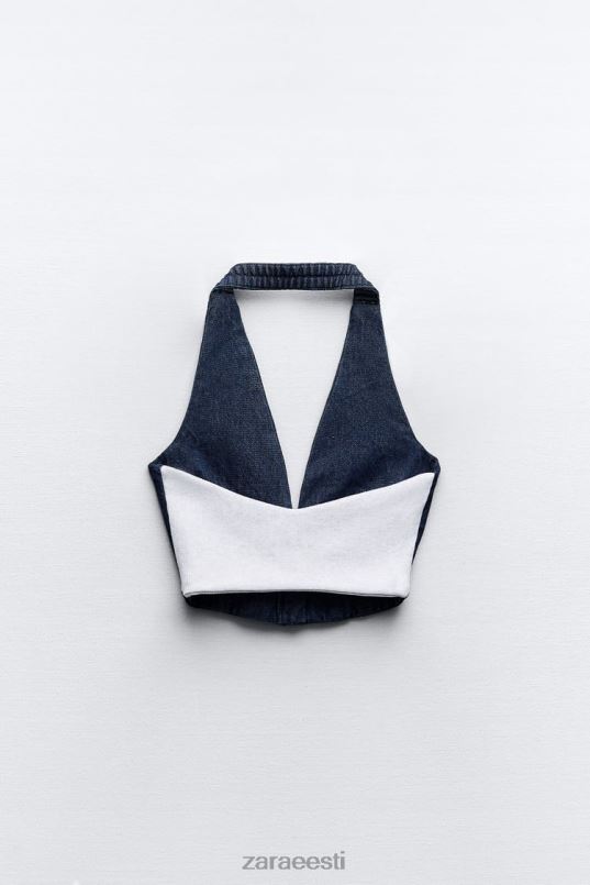 Zara segatud teksariidest korseti ülaosa naised sinine / lavendel Riietus 42F0H919