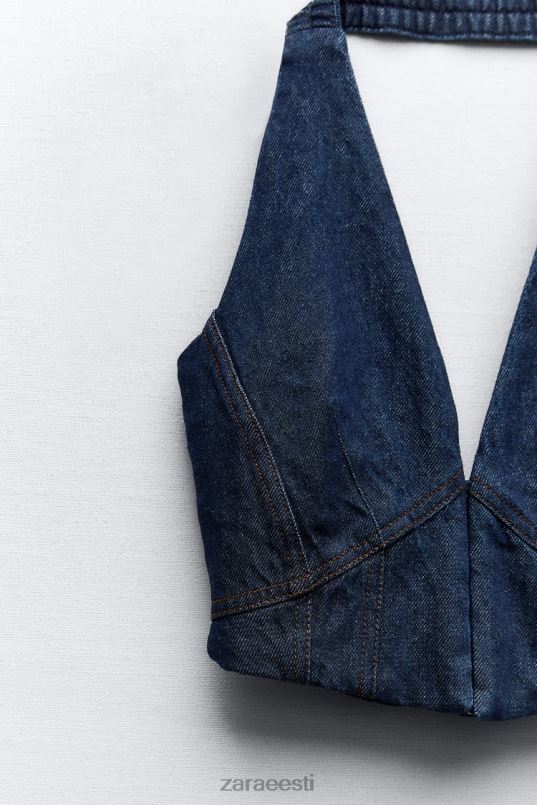 Zara segatud teksariidest korseti ülaosa naised sinine / lavendel Riietus 42F0H919