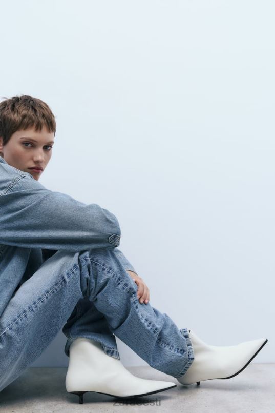 Zara kassipoja kontsaga poolsaapad naised valge jalatsid 42F0H730