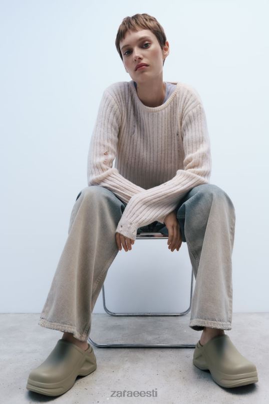 Zara kummeeritud puukingad naised khaki roheline jalatsid 42F0H728