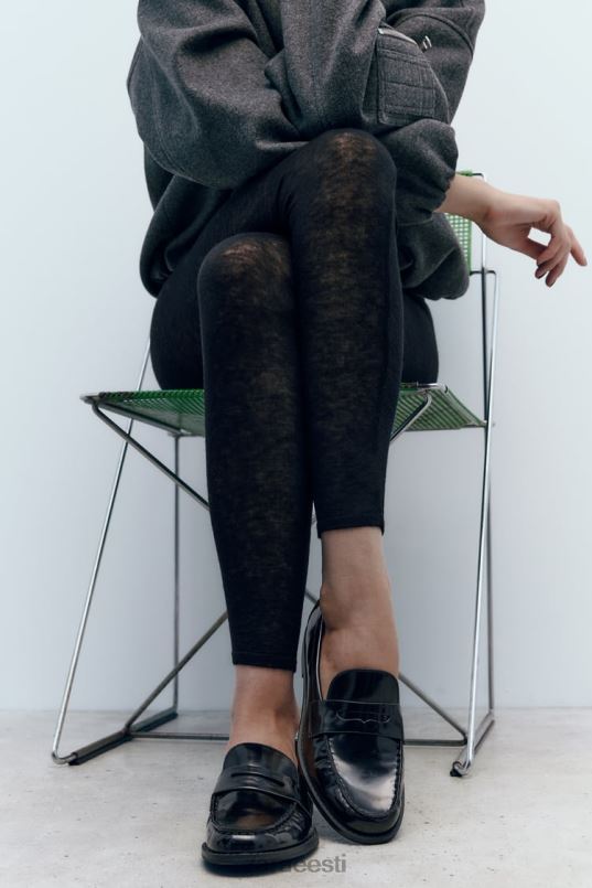 Zara kunst-lakknahast penny loafers naised must jalatsid 42F0H740