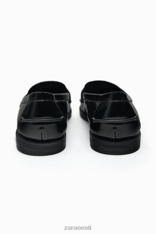 Zara kunst-lakknahast penny loafers naised must jalatsid 42F0H740