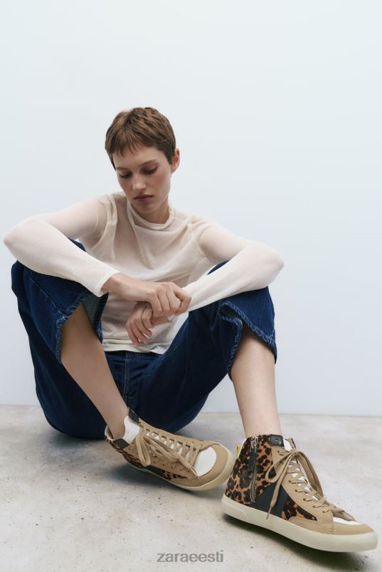 Zara loomamustriga nahast kõrged tossud naised leopard jalatsid 42F0H733