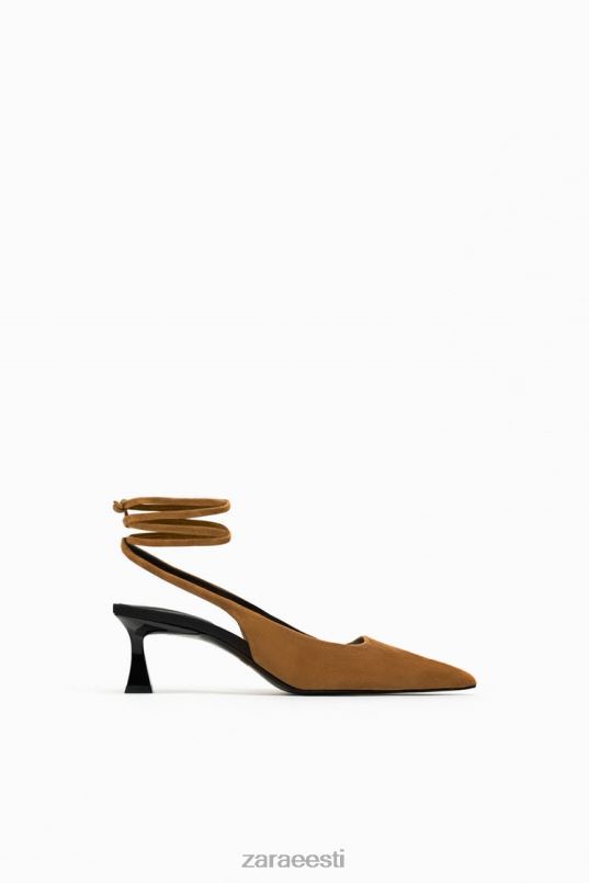 Zara pitsilised slingback nahast kontsad naised pruun jalatsid 42F0H736