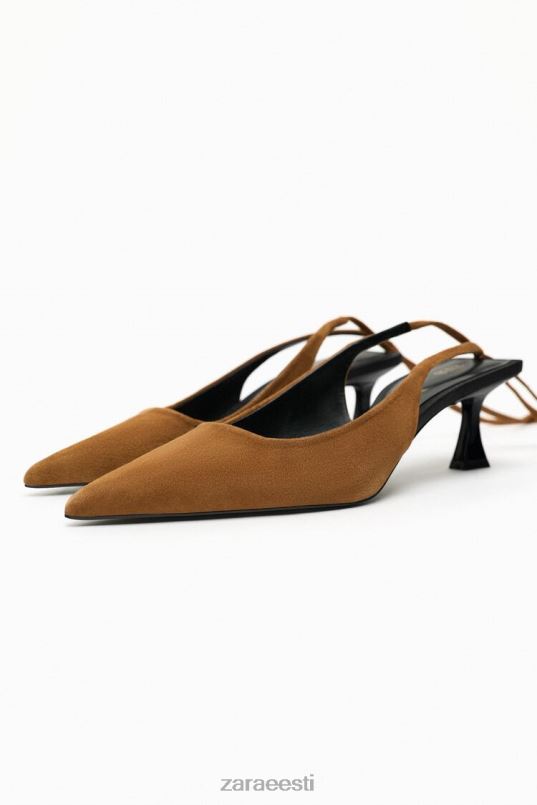Zara pitsilised slingback nahast kontsad naised pruun jalatsid 42F0H736