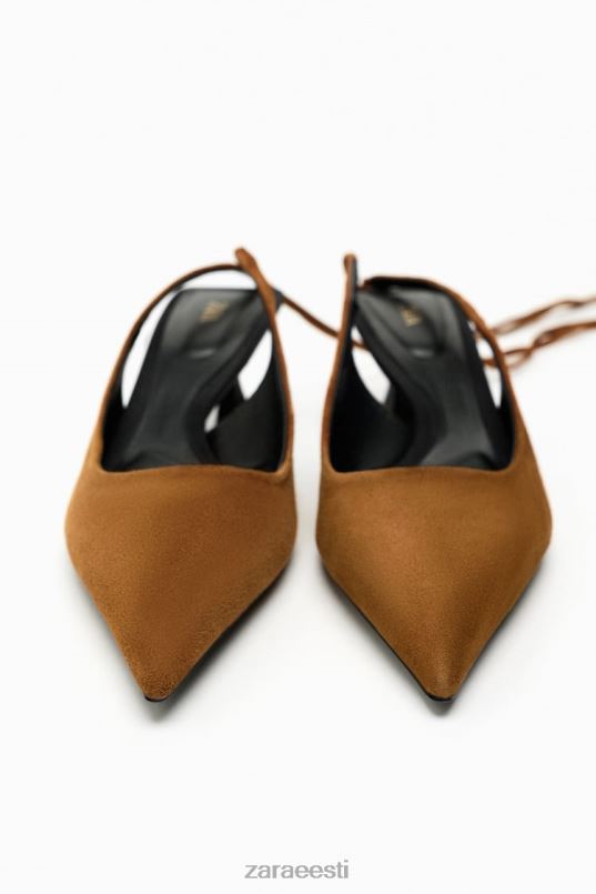 Zara pitsilised slingback nahast kontsad naised pruun jalatsid 42F0H736