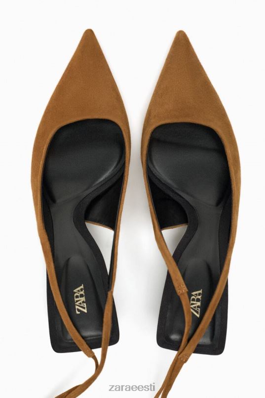 Zara pitsilised slingback nahast kontsad naised pruun jalatsid 42F0H736