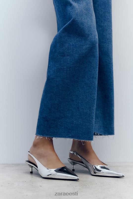 Zara slingback kitten kontsad naised hõbedane jalatsid 42F0H738