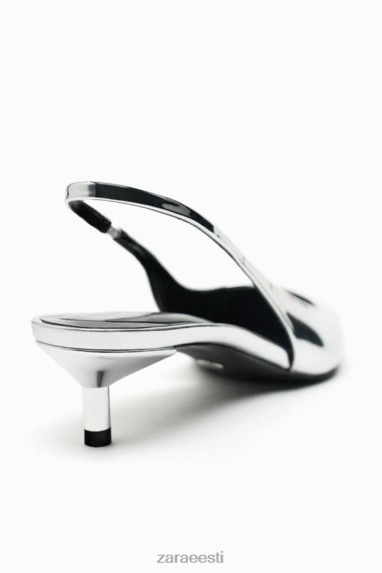 Zara slingback kitten kontsad naised hõbedane jalatsid 42F0H738