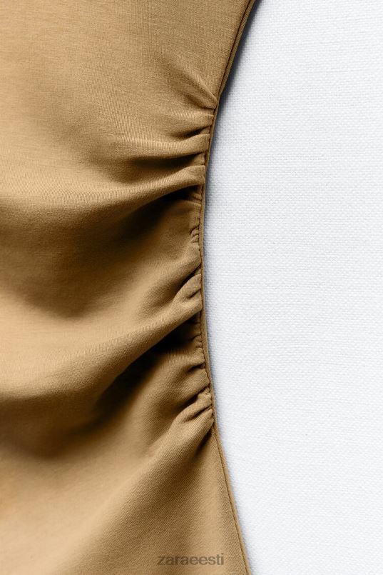 Zara kokku pandud liibuv kleit naised khaki Riietus 42F0H235