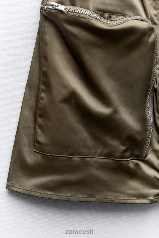 Zara õlapaelteta kleit naised tume khaki Riietus 42F0H240