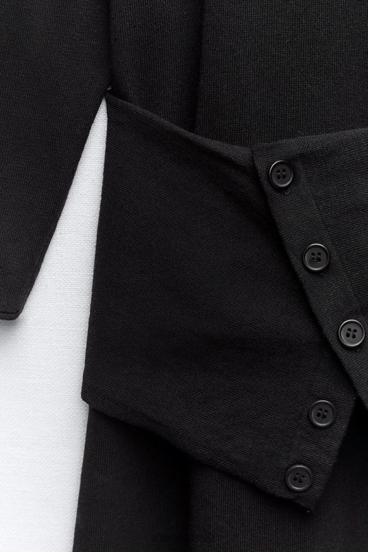 Zara lengiga kootud midi kleit naised must Riietus 42F0H228