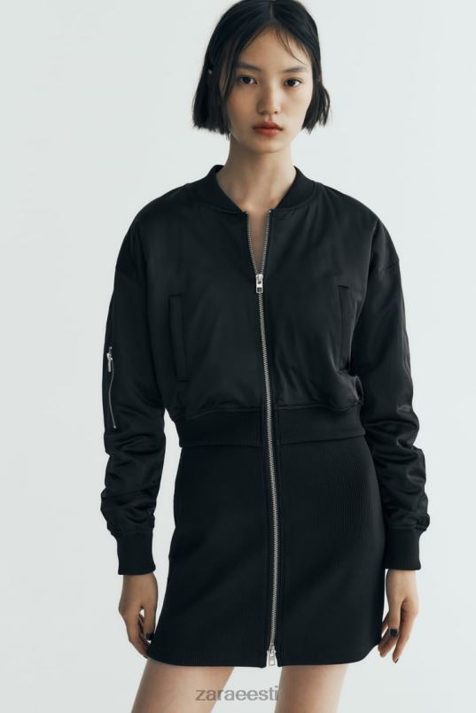 Zara mini bomber kleit naised must Riietus 42F0H241