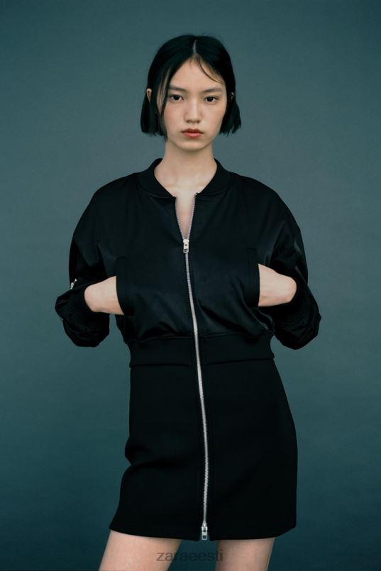 Zara mini bomber kleit naised must Riietus 42F0H241