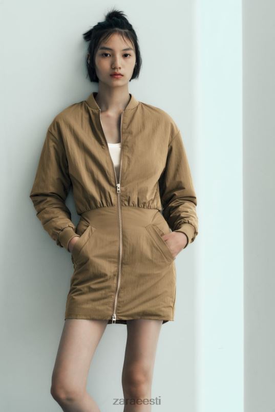 Zara mini bomber kleit naised oliiviroheline Riietus 42F0H242