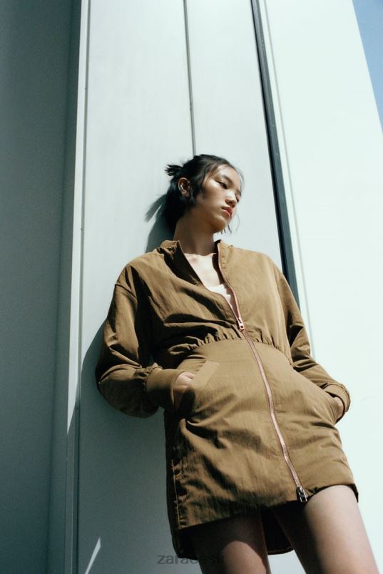 Zara mini bomber kleit naised oliiviroheline Riietus 42F0H242