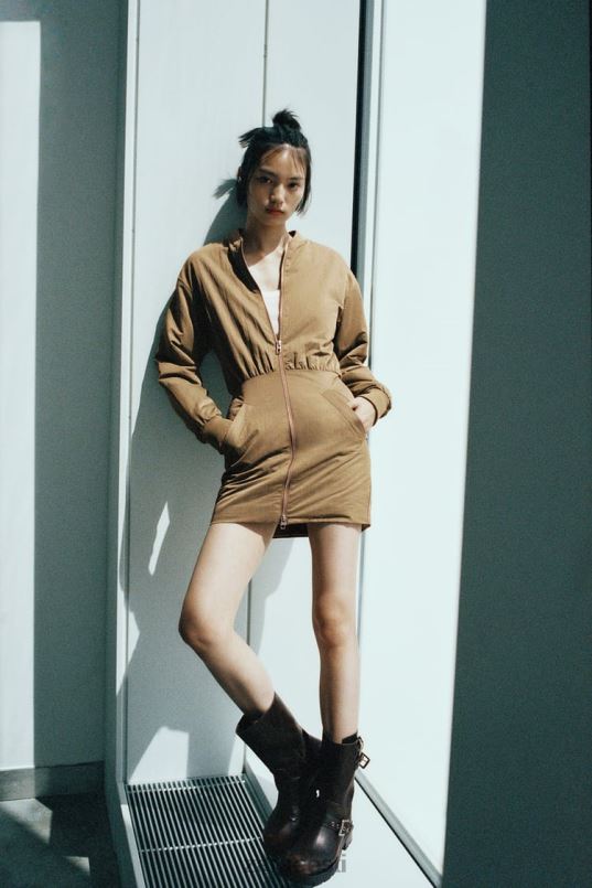 Zara mini bomber kleit naised oliiviroheline Riietus 42F0H242