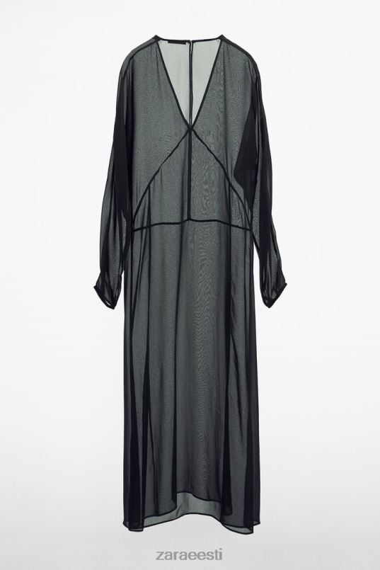 Zara pikk poolläbipaistev kleit naised must Riietus 42F0H829