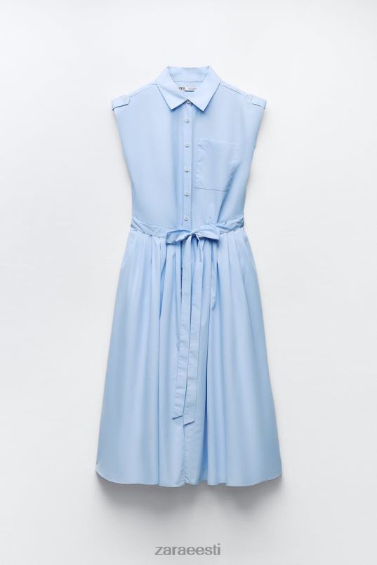 Zara popliinist särk kleit naised taevasinine Riietus 42F0H238