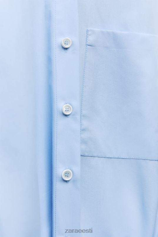 Zara popliinist särk kleit naised taevasinine Riietus 42F0H238