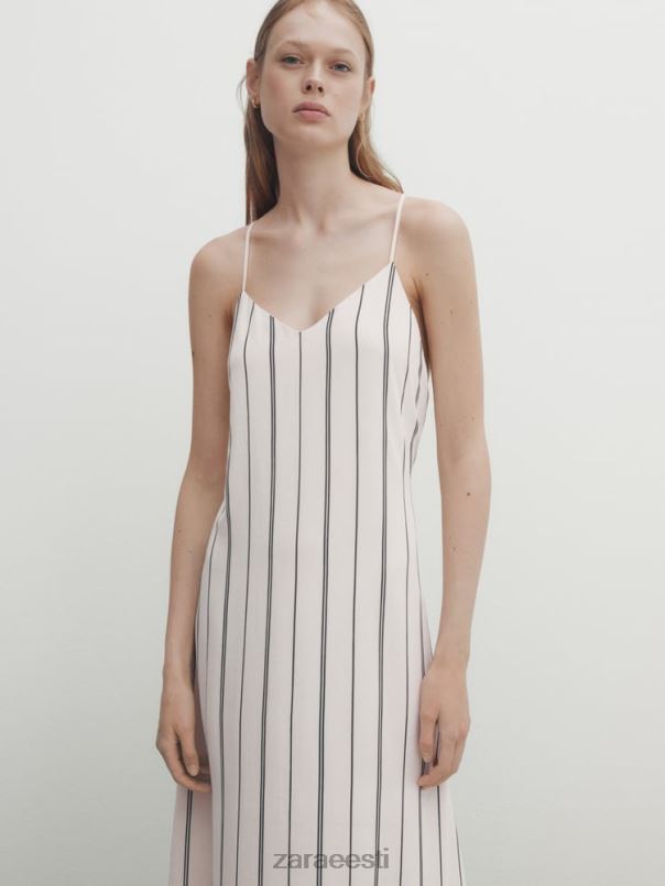 Zara triibuline lendav rihmaga midikleit naised ekru Riietus 42F0H848