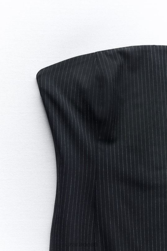 Zara triibuline midi kleit naised must/ekru Riietus 42F0H226