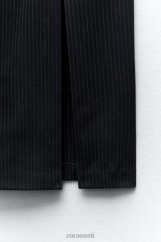 Zara triibuline midi kleit naised must/ekru Riietus 42F0H226