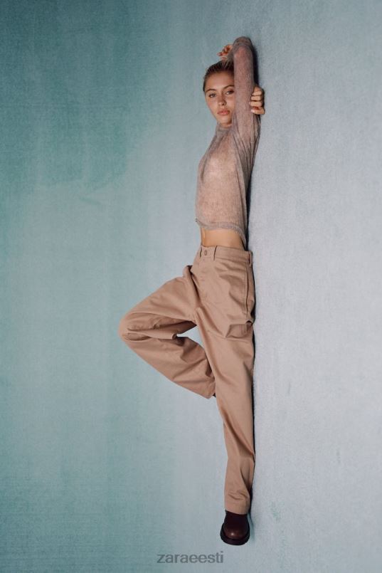 Zara ažuurne kootud kampsun naised taupe hall Riietus 42F0H478