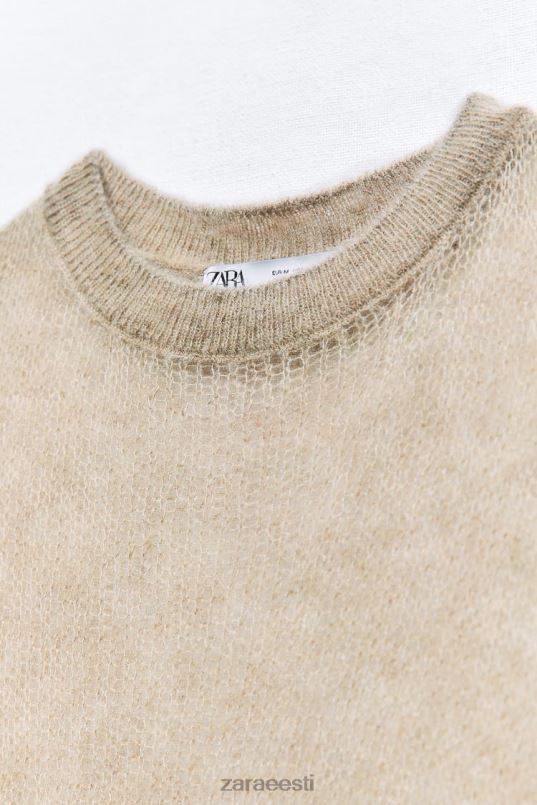 Zara ažuurne kootud kampsun naised taupe hall Riietus 42F0H478