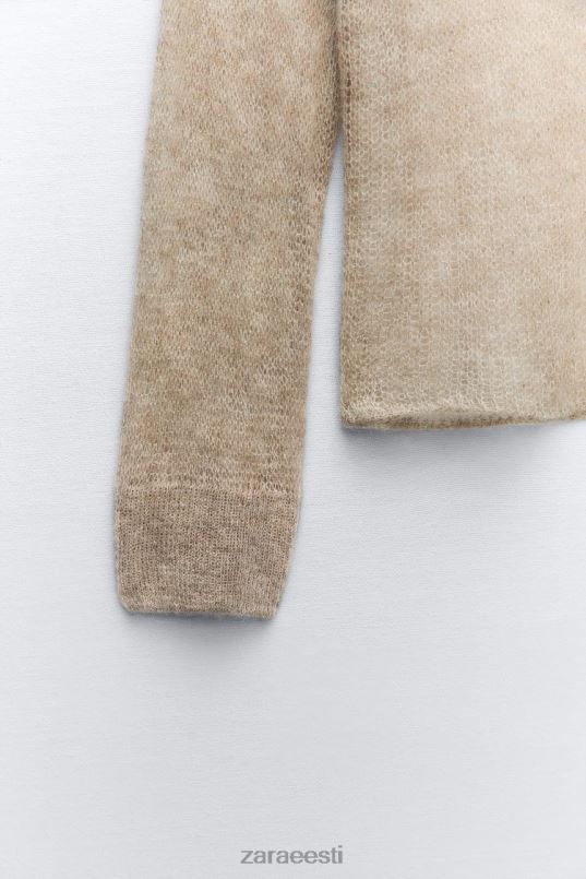 Zara ažuurne kootud kampsun naised taupe hall Riietus 42F0H478