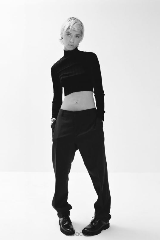 Zara crop soonikkoes kampsun naised must Riietus 42F0H480