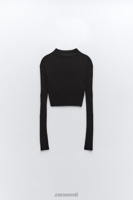 Zara crop soonikkoes kampsun naised must Riietus 42F0H480