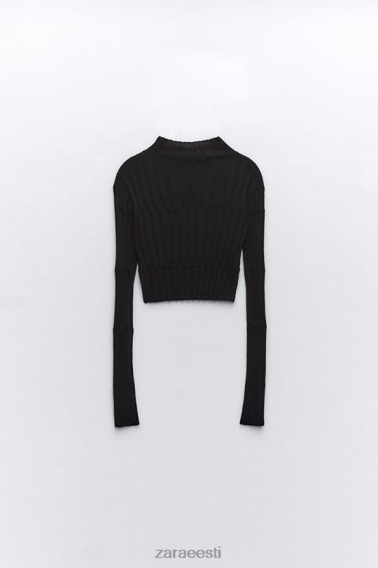 Zara crop soonikkoes kampsun naised must Riietus 42F0H480