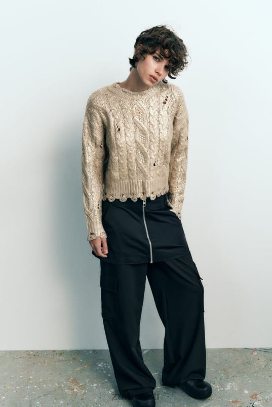 Zara kaabliga kootud metallist kampsun naised kerge naarits Riietus 42F0H941