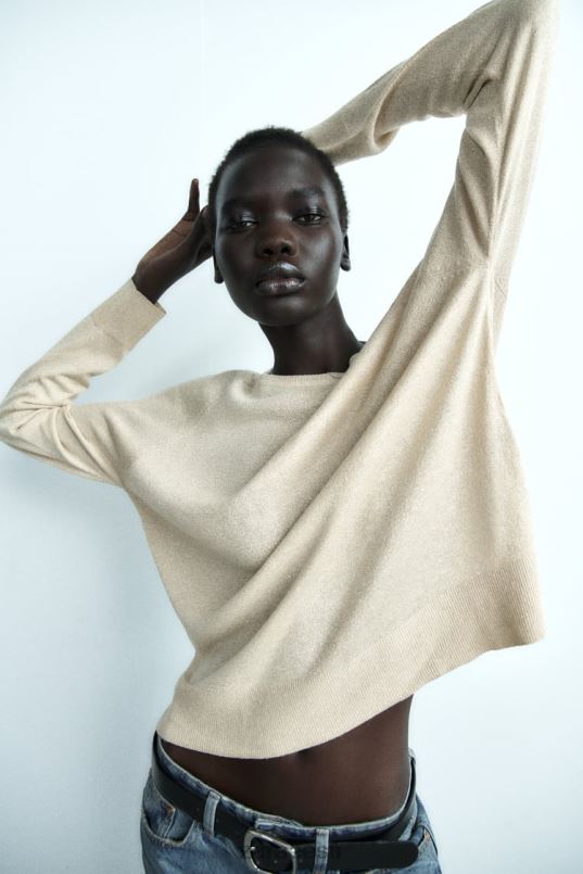 Zara metallist niidist kinit kampsun naised kuldne Riietus 42F0H877