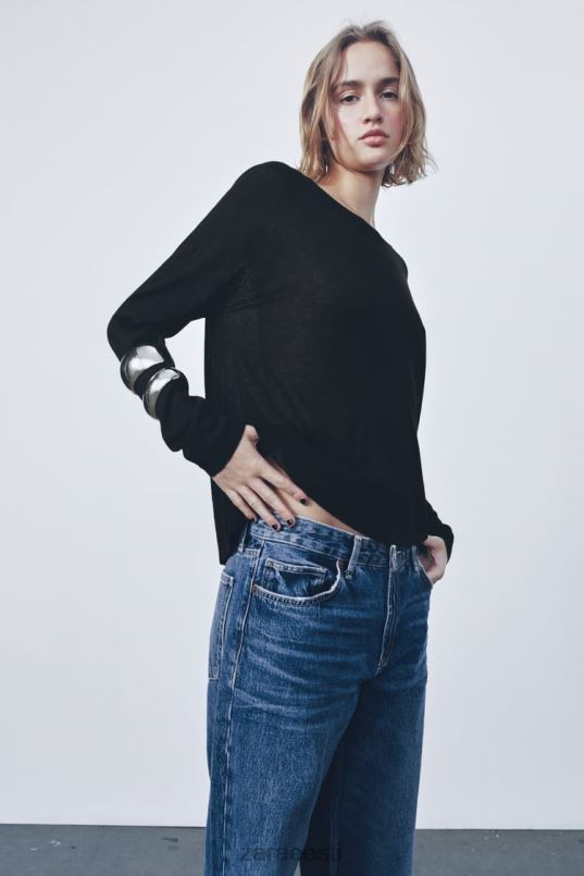 Zara põhikootud kampsun naised must Riietus 42F0H878