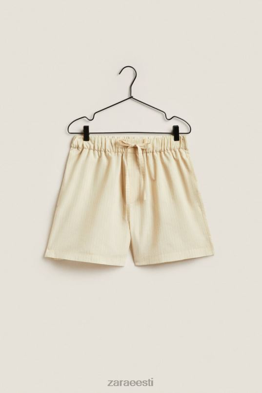 Zara õhukeste triipudega lühikesed püksid naised ekru Riietus 42F0H1805